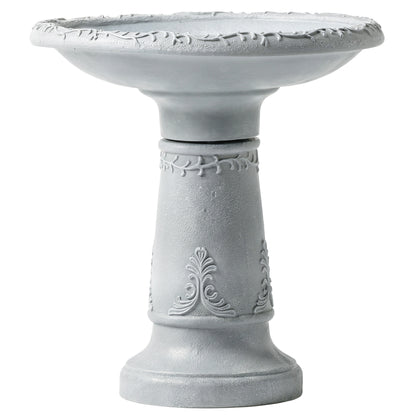 Resin Stone-Look Bird Bath, 20 in (51 cm) — Freestanding Garden Feeder & Bath, Gray