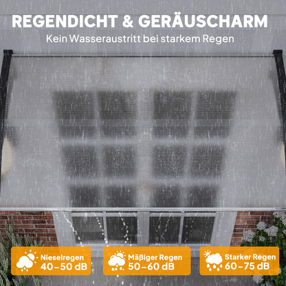 Front Door Canopy 90 x 150 cm Polycarbonate Door Canopy, Sloping Arch Canopy with UV Protection, Sunshade Rain Protection for Outdoor, White