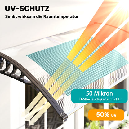 Front Door Canopy 90 x 150 cm Polycarbonate Door Canopy, Sloping Arch Canopy with UV Protection, Sunshade Rain Protection for Outdoor, White