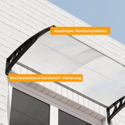 Front Door Canopy 90 x 150 cm Polycarbonate Door Canopy, Sloping Arch Canopy with UV Protection, Sunshade Rain Protection for Outdoor, White