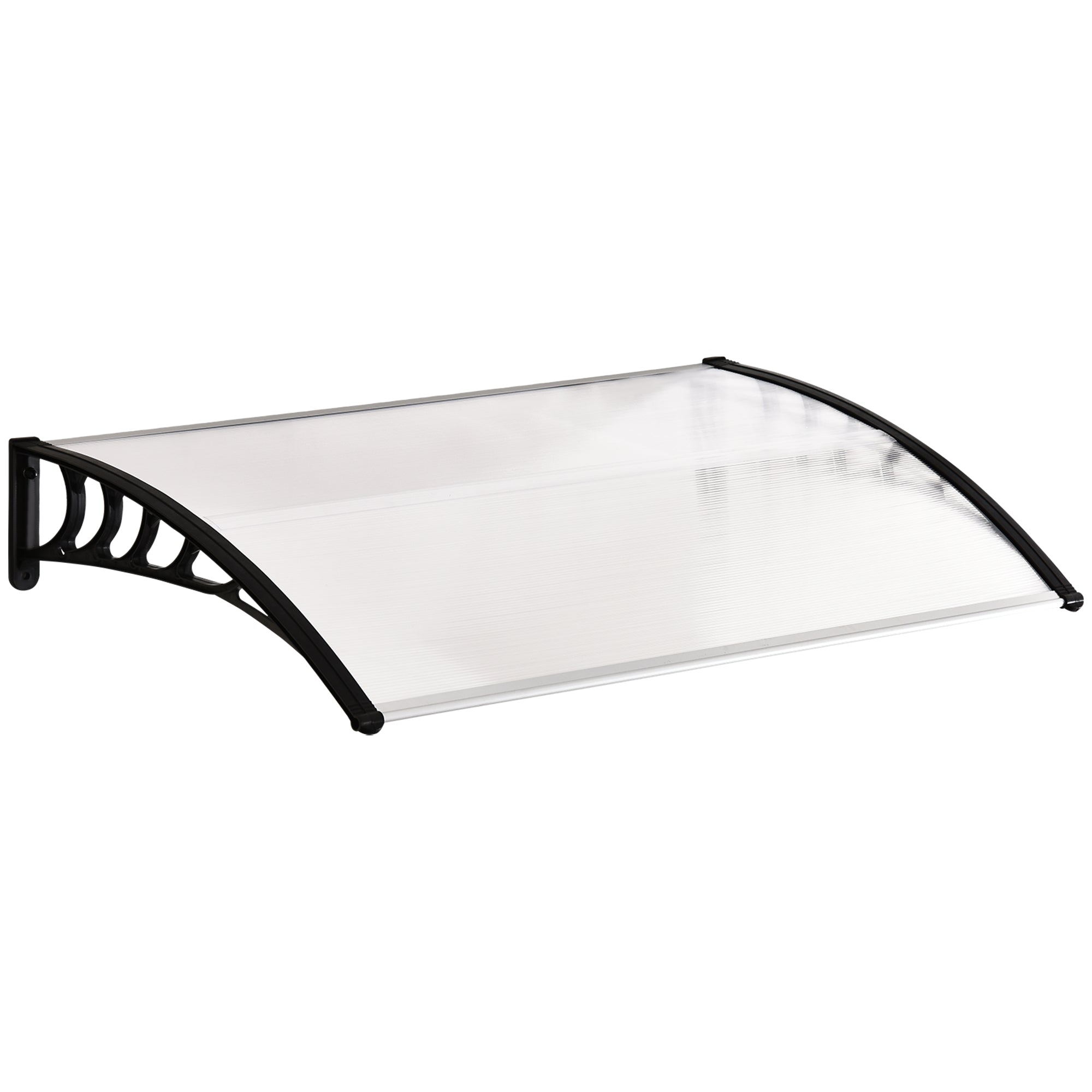 Front Door Canopy 90 x 150 cm Polycarbonate Door Canopy, Sloping Arch Canopy with UV Protection, Sunshade Rain Protection for Outdoor, White
