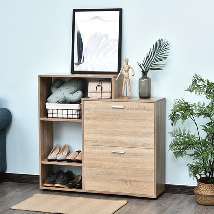 Wooden Shoe Rack with Shelf and Cubes Shoe Cabinet for Entryway Hallway Shoe Organizer Multifunctional Shoe Storage Cabinet 101.5x25.5x98cm