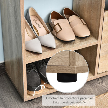Wooden Shoe Rack with Shelf and Cubes Shoe Cabinet for Entryway Hallway Shoe Organizer Multifunctional Shoe Storage Cabinet 101.5x25.5x98cm