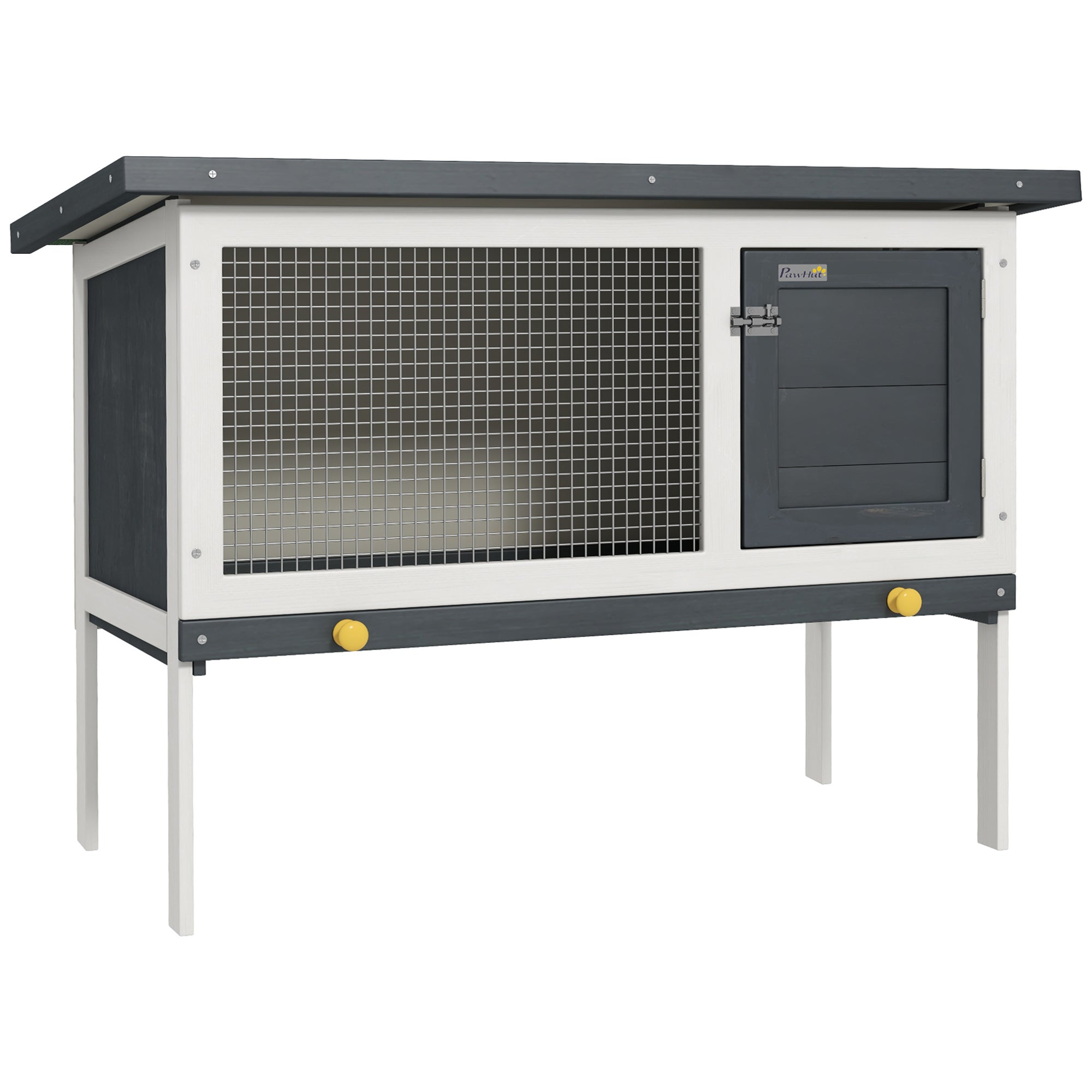 Small Animal Hutch with Solid Wood Roof Tar Paper Dark Gray+White+Green 90 x 45 x 65 cm