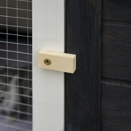 Small Animal Hutch with Solid Wood Roof Tar Paper Dark Gray+White+Green 90 x 45 x 65 cm