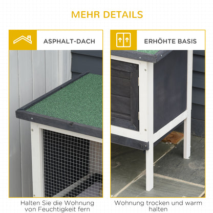 Small Animal Hutch with Solid Wood Roof Tar Paper Dark Gray+White+Green 90 x 45 x 65 cm