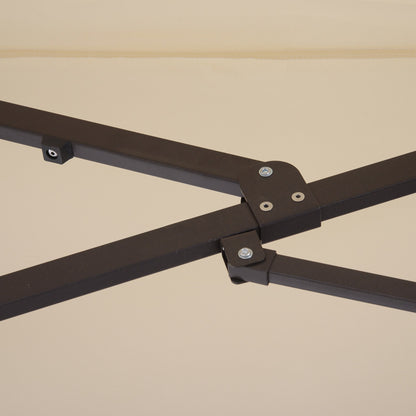 Double Sun Umbrella 455 x 265 cm, UV Protection Sun Umbrella with Hand Crank, Balcony Umbrella Beach Umbrella Windproof Crank Umbrella Sun Protection for Beach Balcony Garden, Beige