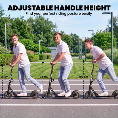 SPORTNOW Adjustable & Folding Aluminum City Scooter — 8" PU Wheels, ABEC-7 Bearings, Dual Brakes, Cup Holder — Up to 220 lb