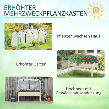 Raised Bed Cold Frame with Greenhouse, Vegetable Bed with Fabric Lining, Herb Bed with Steel Frame, Planter Box for Garden, Balcony, Natural Fir 121 x 55 x 117cm