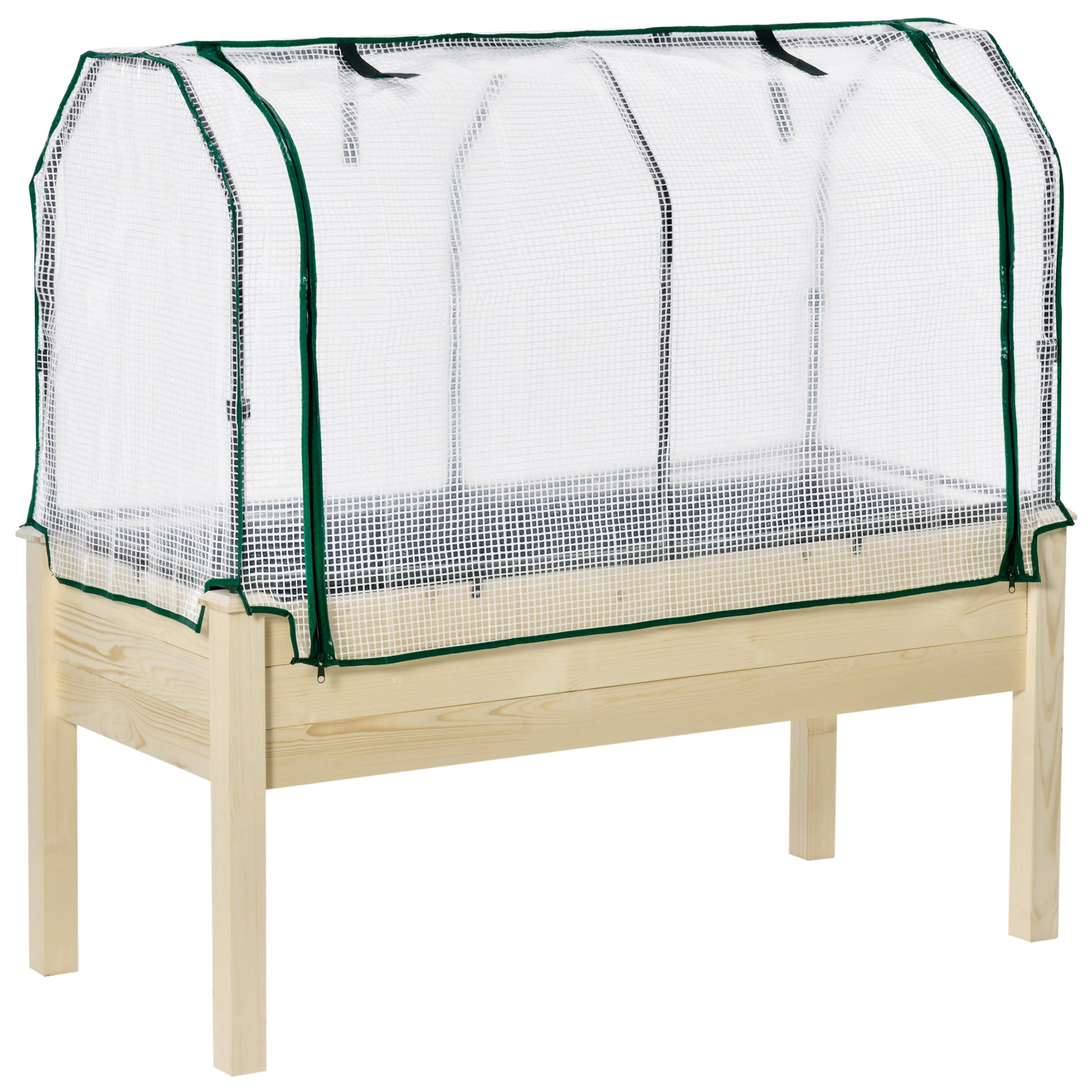 Raised Bed Cold Frame with Greenhouse, Vegetable Bed with Fabric Lining, Herb Bed with Steel Frame, Planter Box for Garden, Balcony, Natural Fir 121 x 55 x 117cm