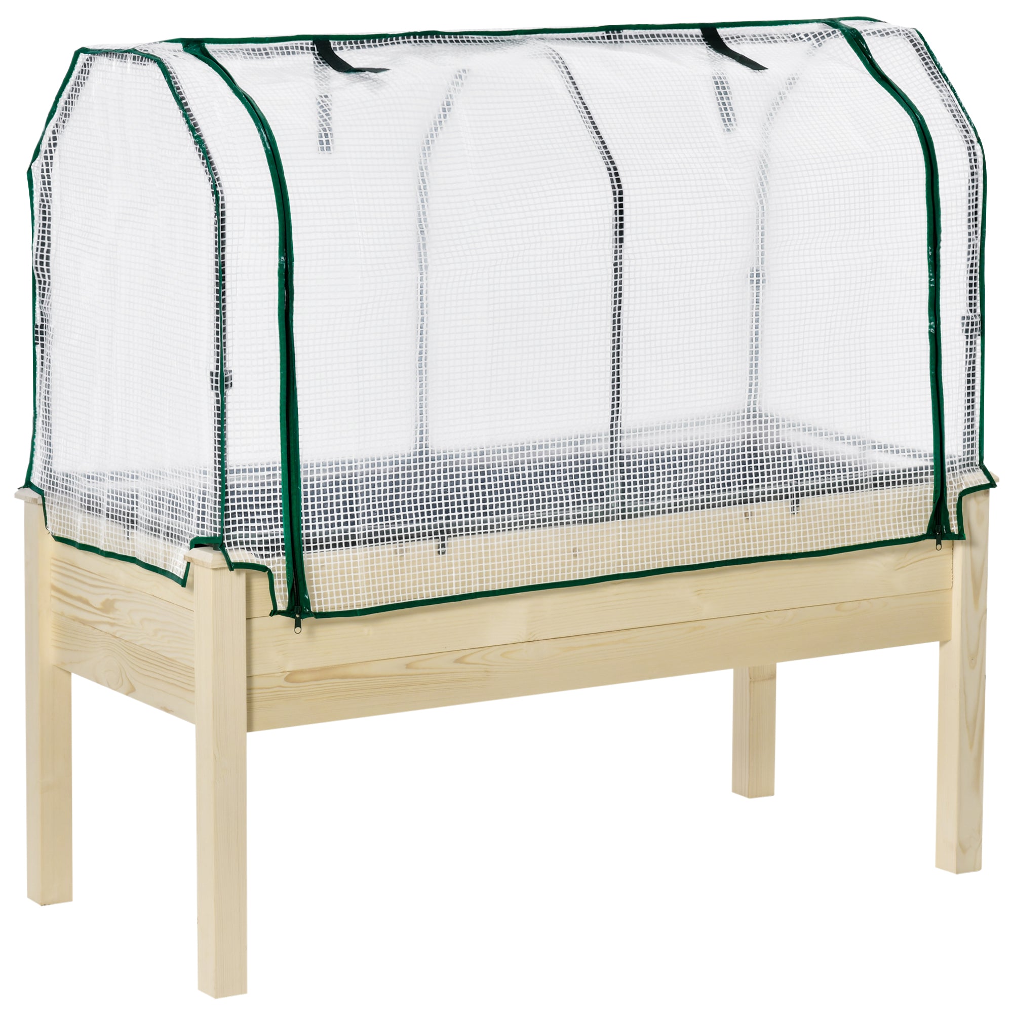 Raised Bed Cold Frame with Greenhouse, Vegetable Bed with Fabric Lining, Herb Bed with Steel Frame, Planter Box for Garden, Balcony, Natural Fir 121 x 55 x 117cm