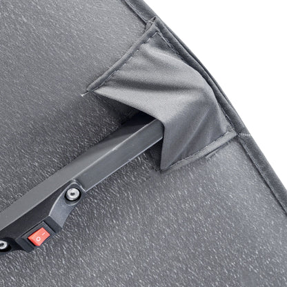 Double Umbrella 295x150x219 cm Garden Umbrella with Solar LED Lights Adjustable Tilt Roof and Manual Crank for Patio Pool Beach Gray