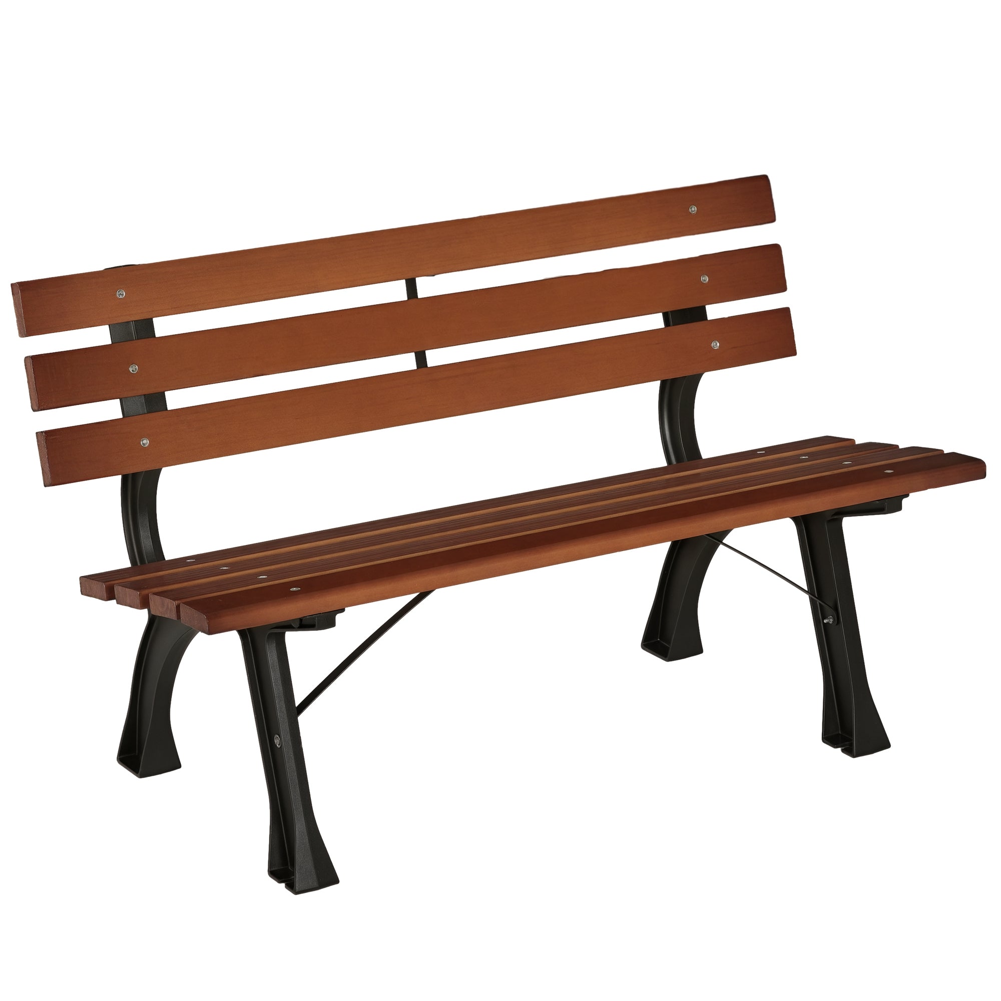 Outdoor Garden Bench 2-Seater in Aluminum and Wooden Slats, dim. 120L x 57W x 70H cm