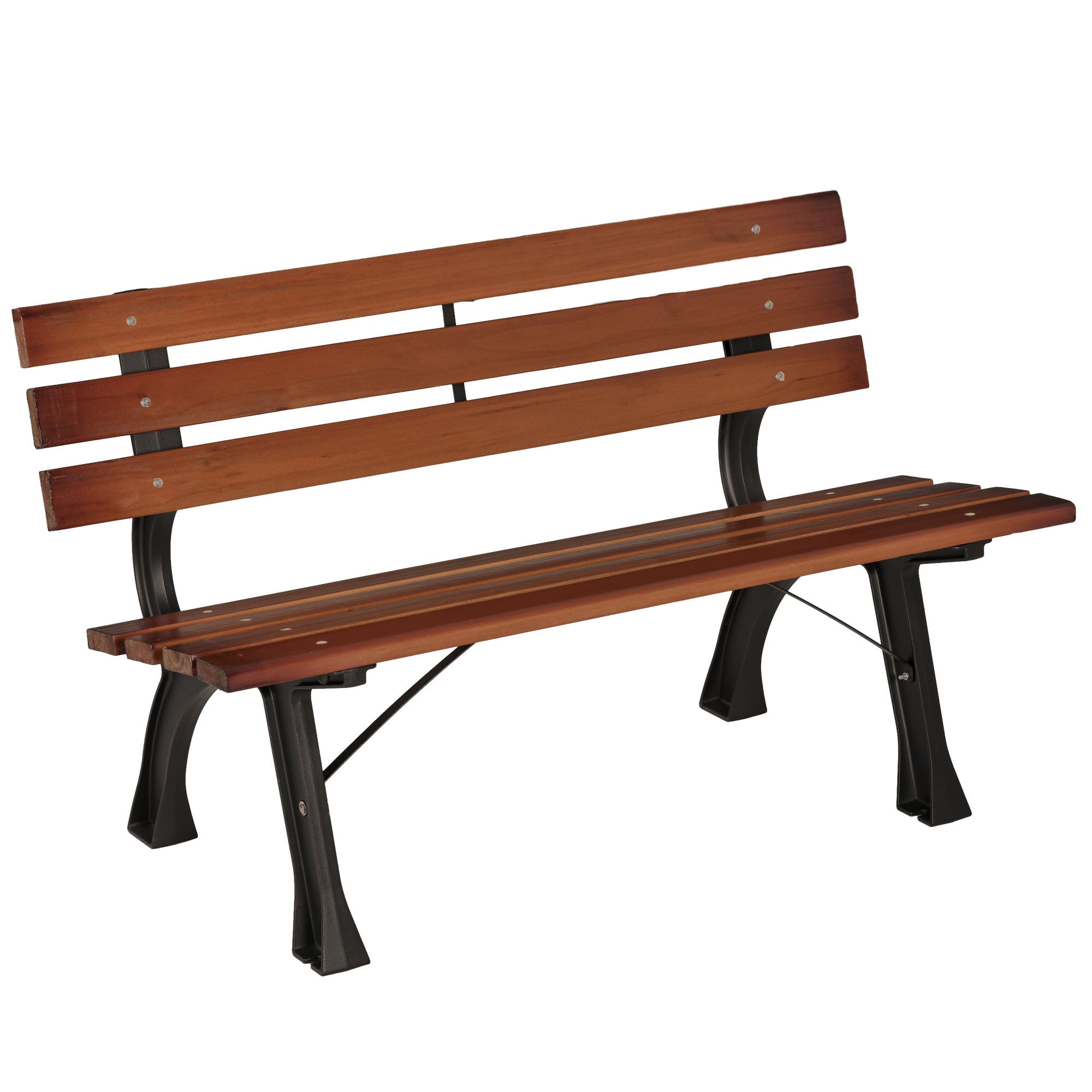 Outdoor Garden Bench 2-Seater in Aluminum and Wooden Slats, dim. 120L x 57W x 70H cm