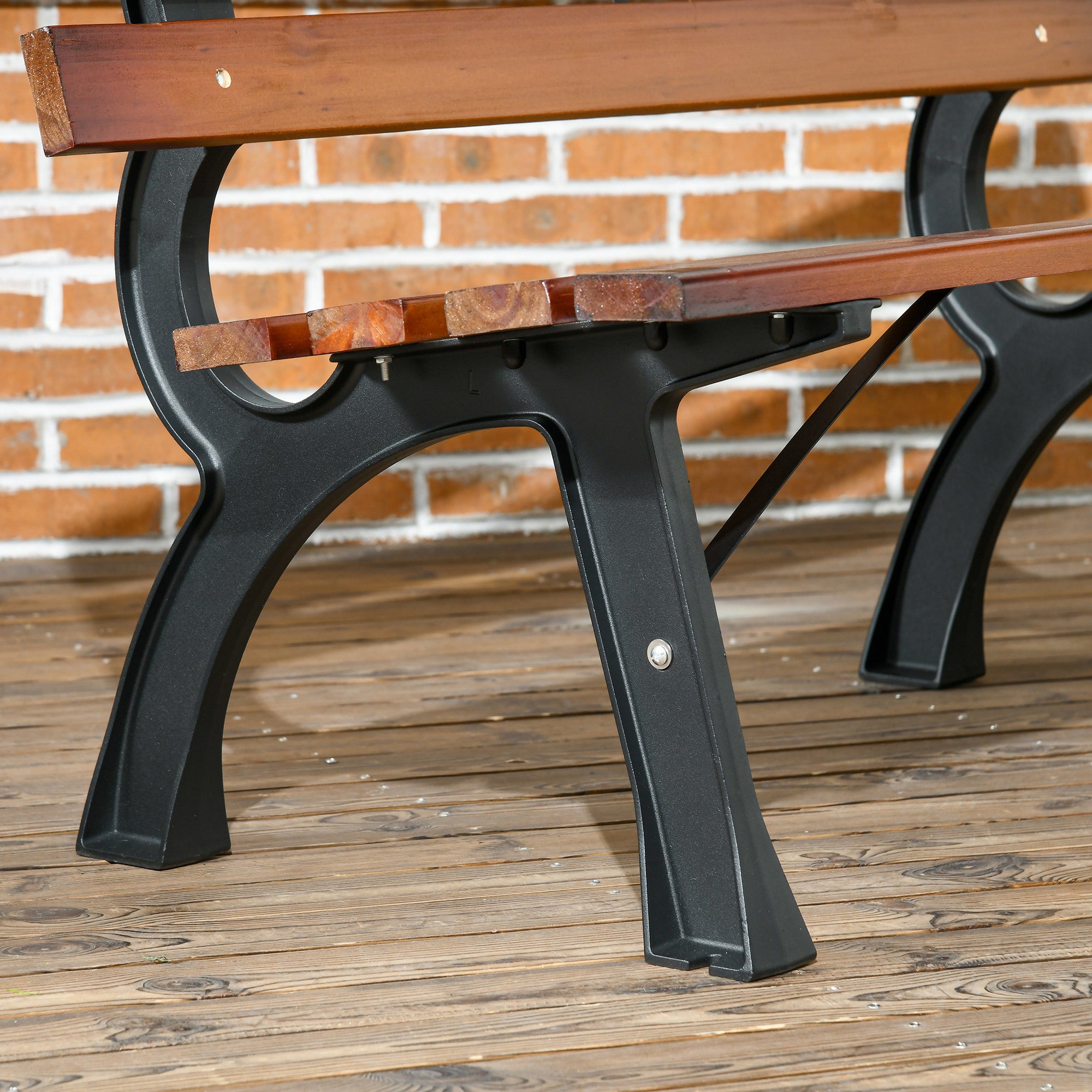 Outdoor Garden Bench 2-Seater in Aluminum and Wooden Slats, dim. 120L x 57W x 70H cm