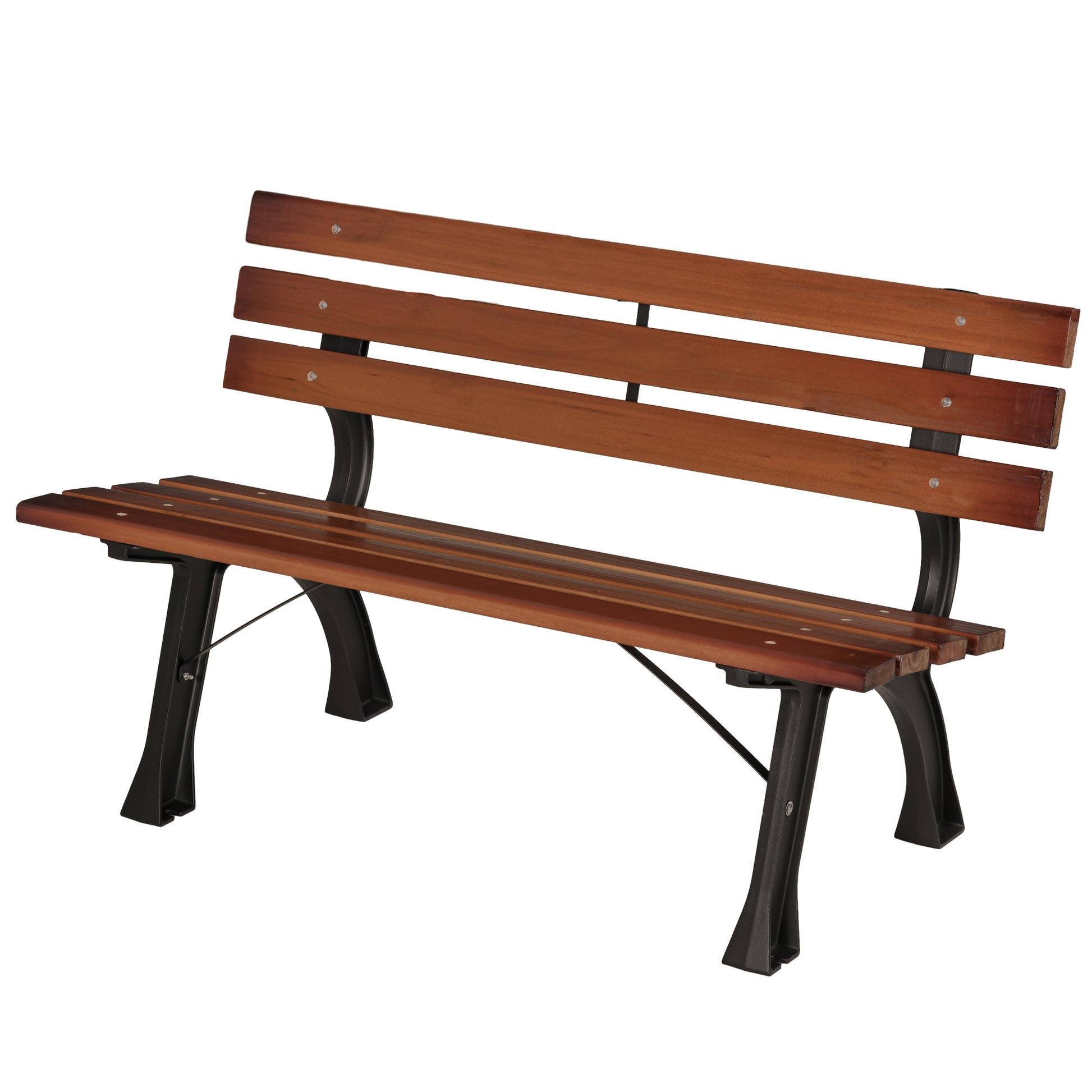 Outdoor Garden Bench 2-Seater in Aluminum and Wooden Slats, dim. 120L x 57W x 70H cm