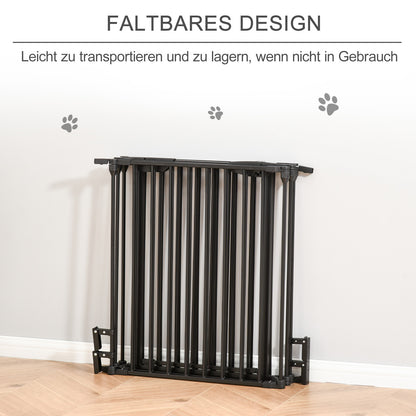 2 in 1 Puppy Pen 5-Piece Foldable Barrier Gate for Dogs with Door, DIY Puppy Playpen Fireplace Guard Oven Guard for Small and Medium Dogs, 300 x 74.5 cm, Metal, Black
