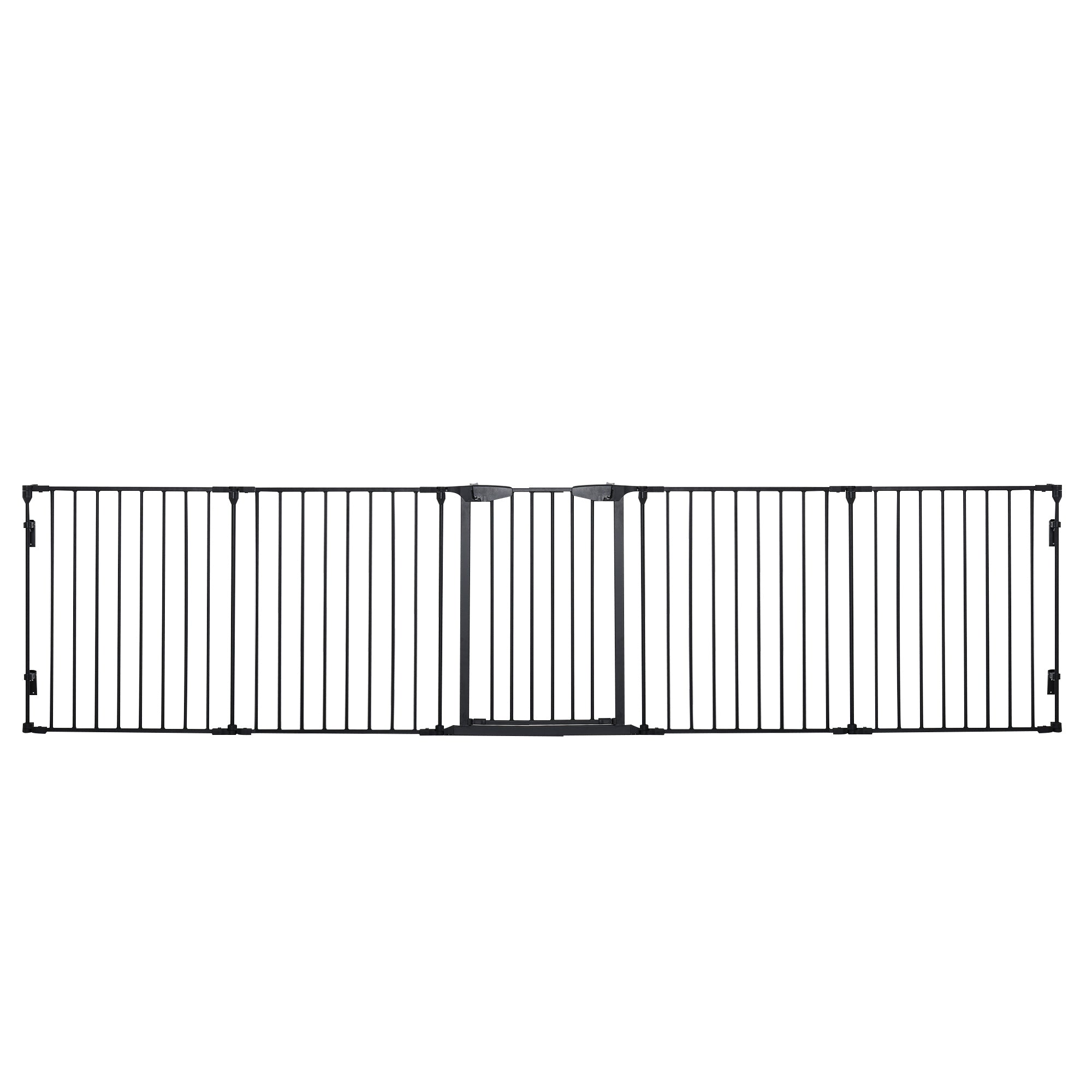 2 in 1 Puppy Pen 5-Piece Foldable Barrier Gate for Dogs with Door, DIY Puppy Playpen Fireplace Guard Oven Guard for Small and Medium Dogs, 300 x 74.5 cm, Metal, Black
