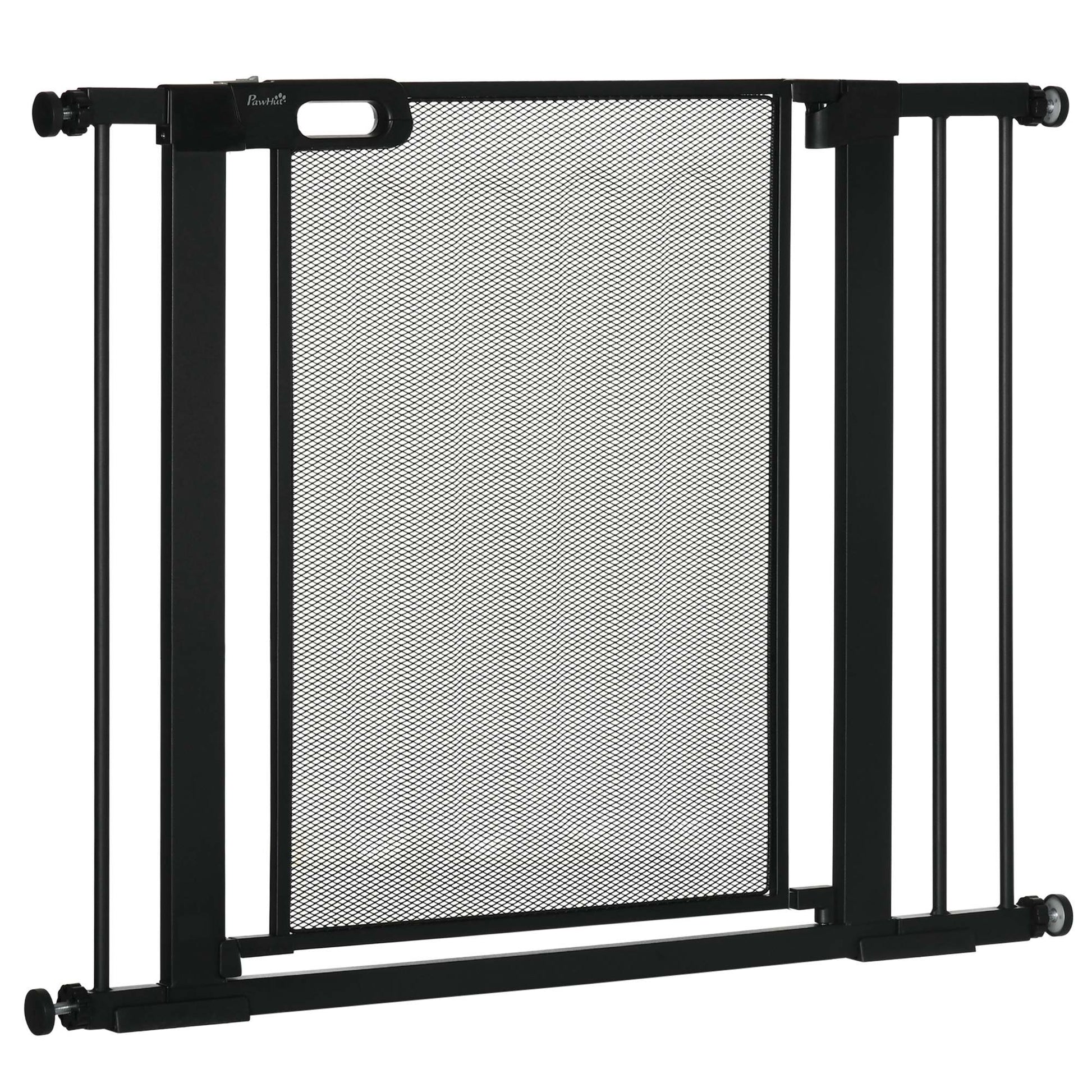 Dog Door Guard, Stair Gate, Dog Guard without Drilling, 75-103 cm Width Barrier, Auto-Close, for Children, Cats, Steel, Black