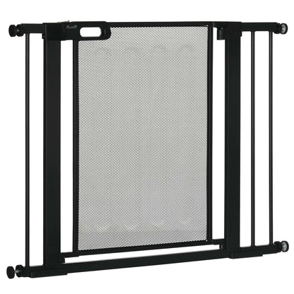 Dog Door Guard, Stair Gate, Dog Guard without Drilling, 75-103 cm Width Barrier, Auto-Close, for Children, Cats, Steel, Black