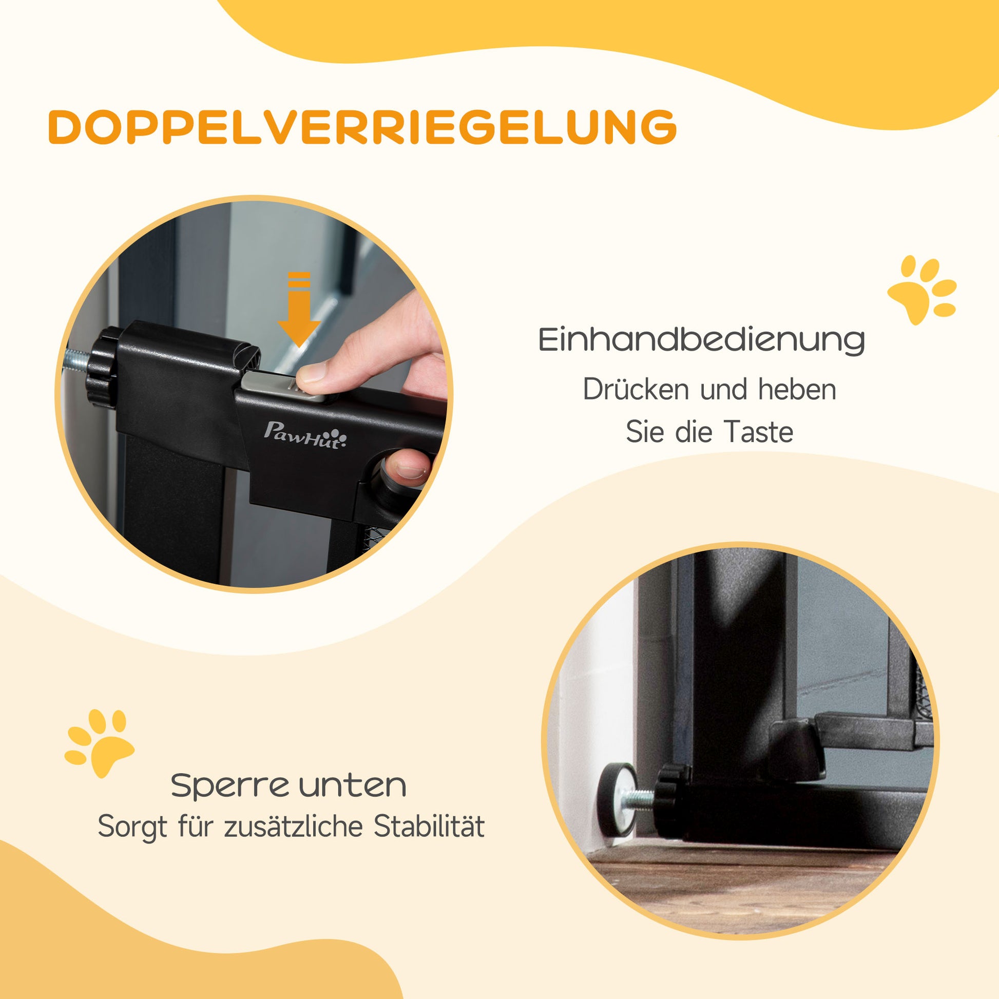 Dog Door Guard, Stair Gate, Dog Guard without Drilling, 75-103 cm Width Barrier, Auto-Close, for Children, Cats, Steel, Black