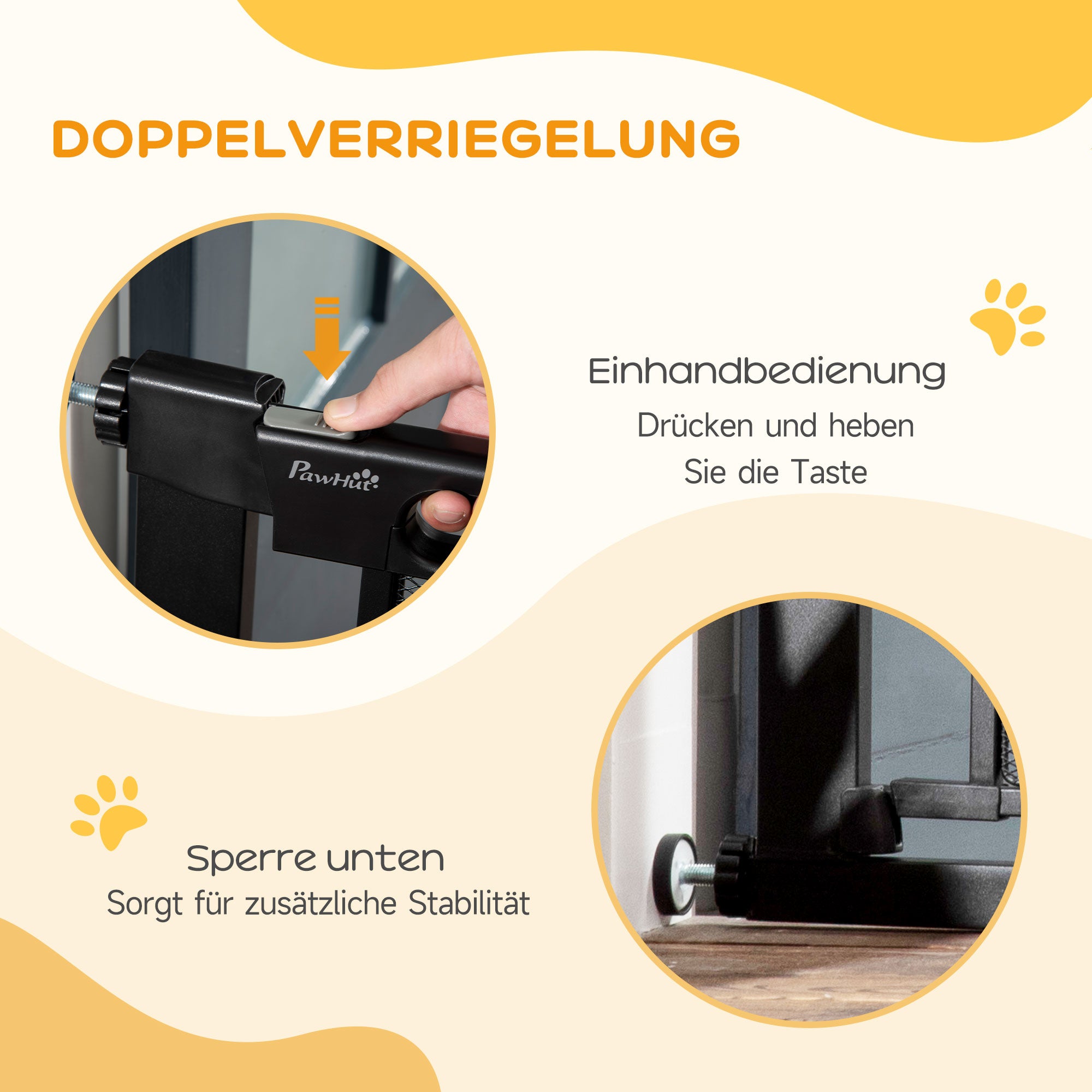 Dog Door Guard, Stair Gate, Dog Guard without Drilling, 75-103 cm Width Barrier, Auto-Close, for Children, Cats, Steel, Black
