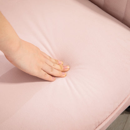 Height Adjustable Desk Chair Swivel Home Office Chair with Back and Armrest Velvet Makeup Chair for Study, Pink