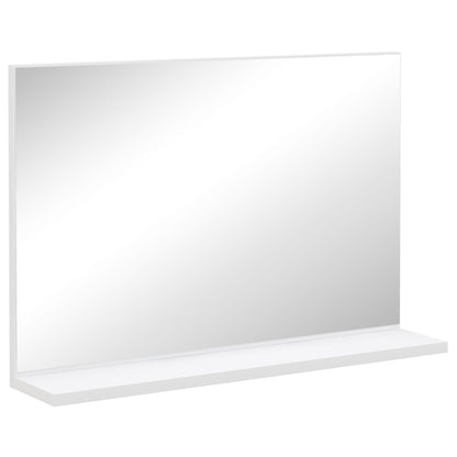 Wall Bathroom Mirror with Shelf, Modern Multi-Purpose Mirror for Bathroom, Bedroom, and Entryway, 60x12x40 cm, White