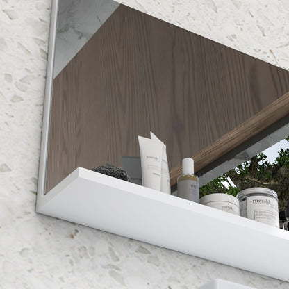 Wall Bathroom Mirror with Shelf, Modern Multi-Purpose Mirror for Bathroom, Bedroom, and Entryway, 60x12x40 cm, White