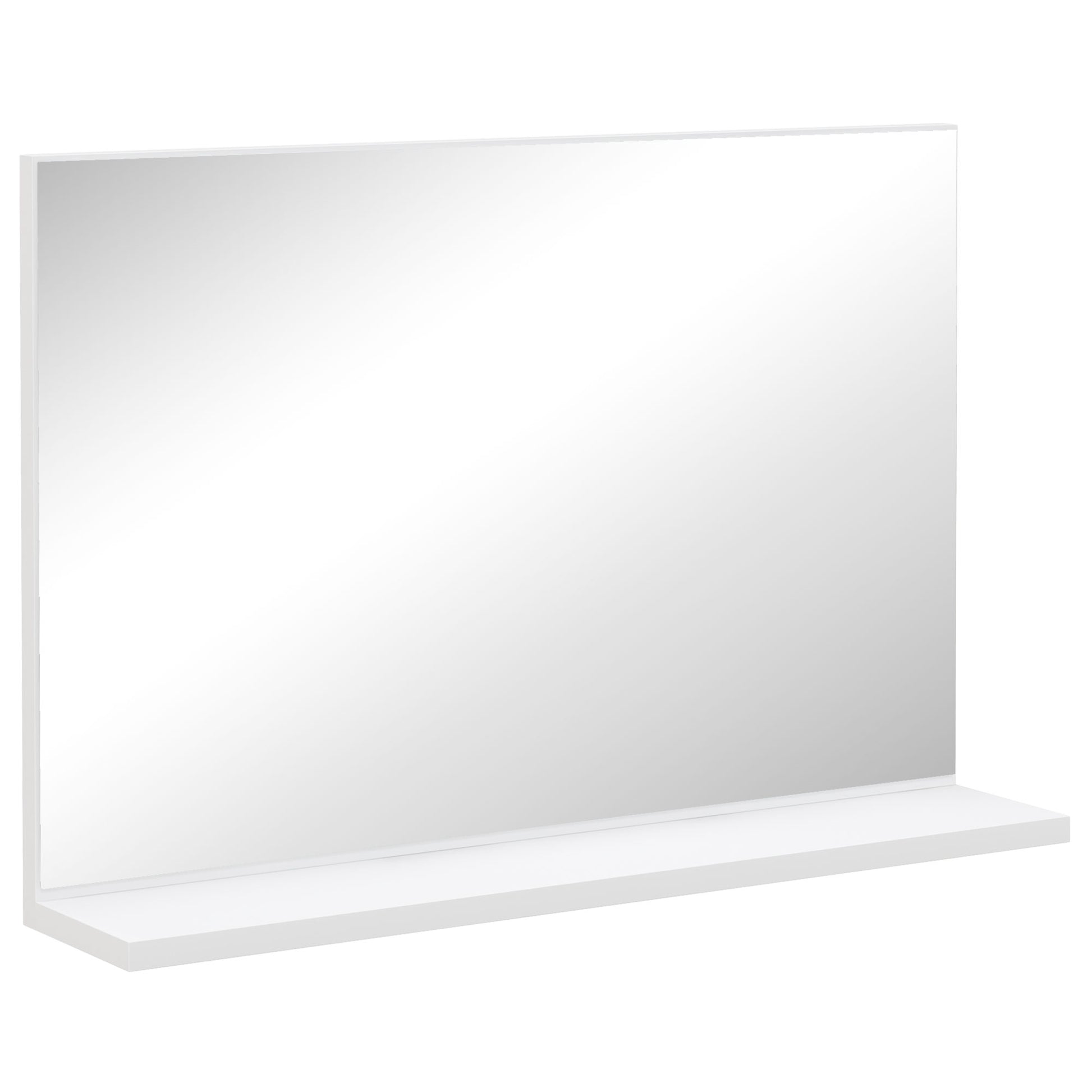 Wall Bathroom Mirror with Shelf, Modern Multi-Purpose Mirror for Bathroom, Bedroom, and Entryway, 60x12x40 cm, White
