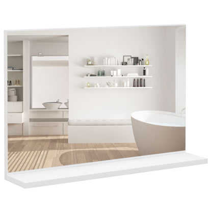 Wall Bathroom Mirror with Shelf, Modern Multi-Purpose Mirror for Bathroom, Bedroom, and Entryway, 60x12x40 cm, White