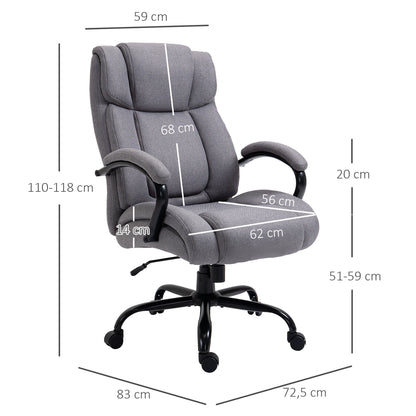 Office Chair, Ergonomic Executive Chair, Padded Desk Chair with Armrest, Height Adjustable Swivel Chair with Tilt Function, Linen Look, Holds up to 220 kg, Light Grey