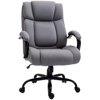 Office Chair, Ergonomic Executive Chair, Padded Desk Chair with Armrest, Height Adjustable Swivel Chair with Tilt Function, Linen Look, Holds up to 220 kg, Light Grey