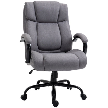 Office Chair, Ergonomic Executive Chair, Padded Desk Chair with Armrest, Height Adjustable Swivel Chair with Tilt Function, Linen Look, Holds up to 220 kg, Light Grey