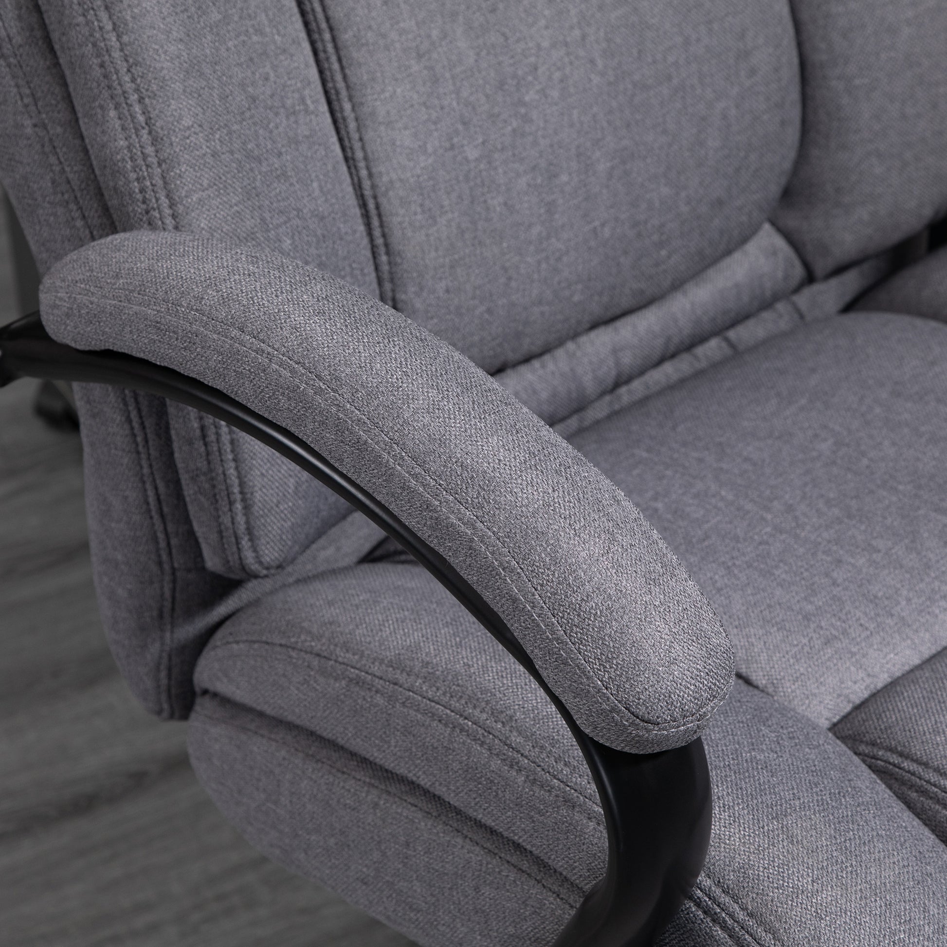 Office Chair, Ergonomic Executive Chair, Padded Desk Chair with Armrest, Height Adjustable Swivel Chair with Tilt Function, Linen Look, Holds up to 220 kg, Light Grey