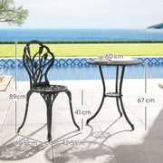 2-Seater Garden Lounge Set 2 Chairs + Round Table Cast Aluminum Imitation Wrought Iron Green