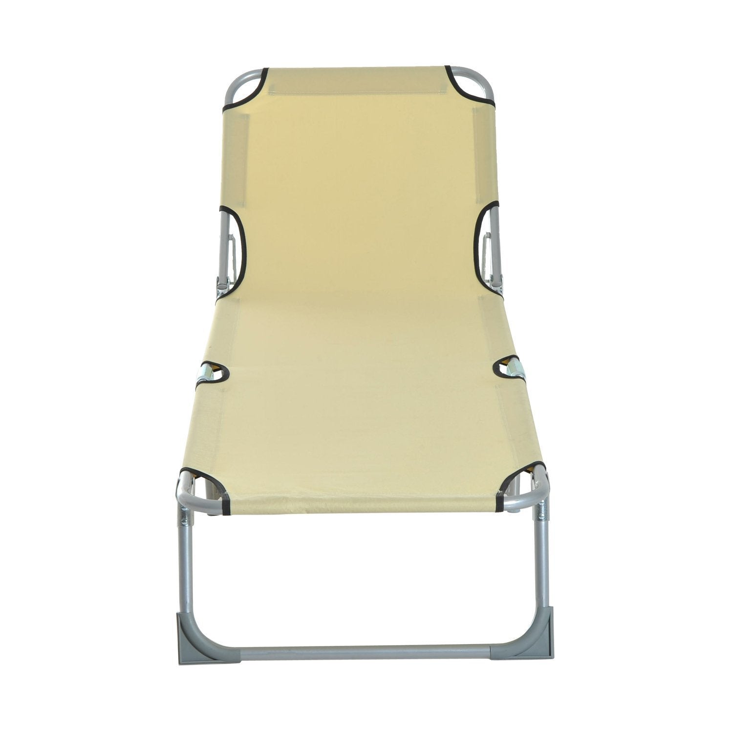 Folding Camping Bed Lounge Chair with 4-Level Adjustable Backrest 120kg Weight Capacity for Beach Garden Pool Hiking 187x58x28 cm Beige