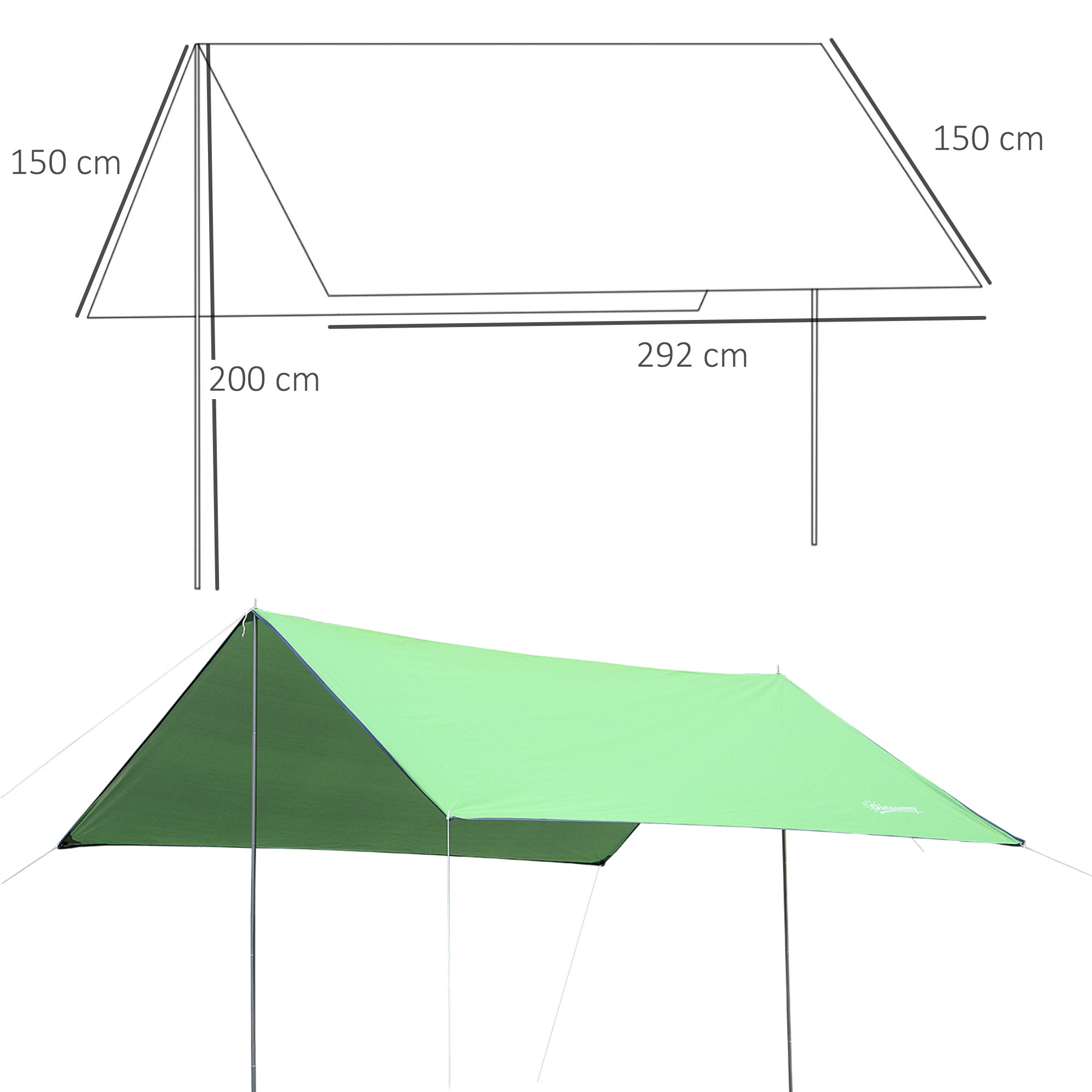Portable Green 3x3m Double Beach Tent, UV Protection, Parasol Awning for Camping, Picnic, Waterproof Shade Tarp with Carrying Bag