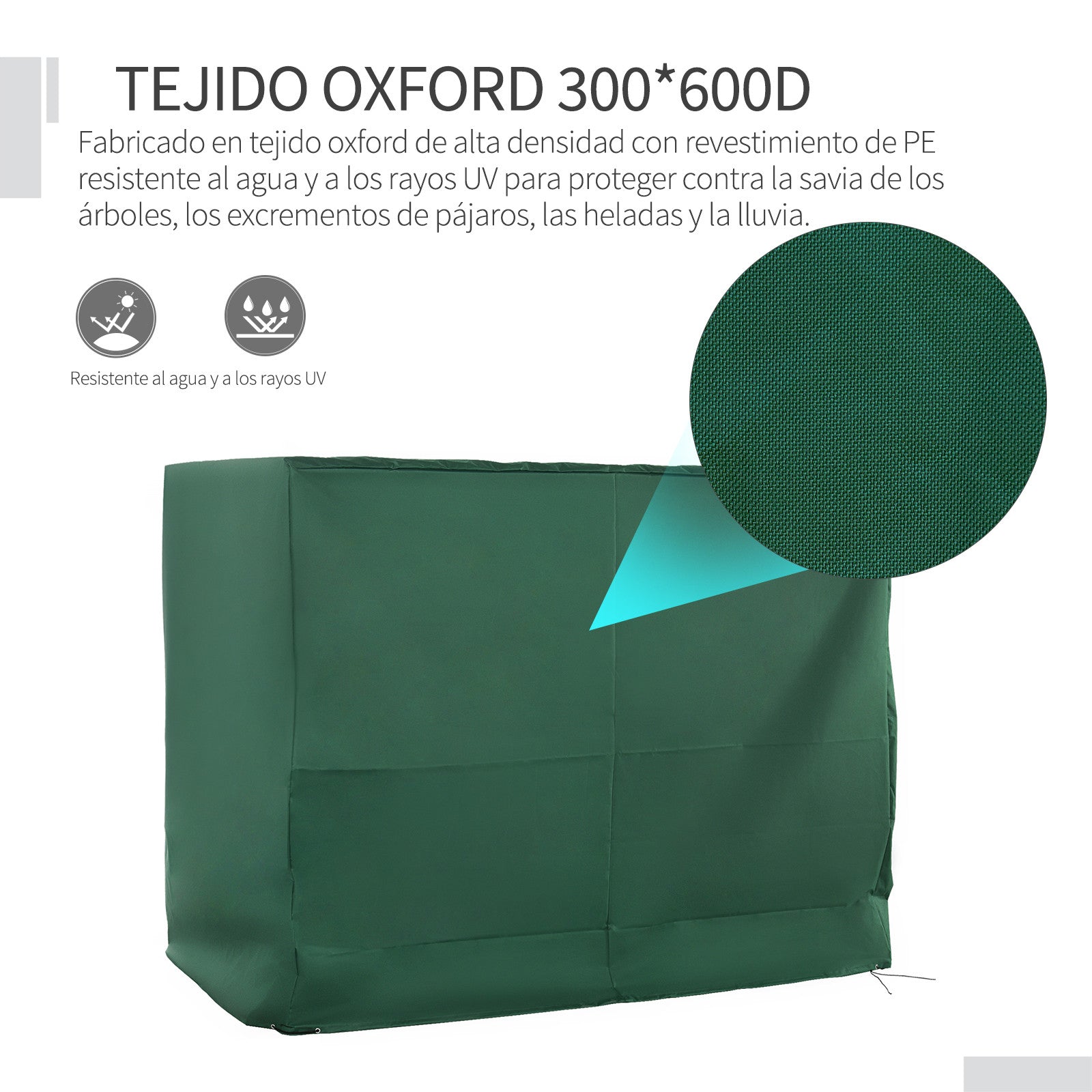 Garden Swing Cover Outdoor Garden Swing Cover with Adjustable Cords Waterproof Anti-UV 240x133x185 cm Green