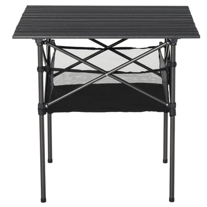 Folding Aluminum Camping Table Folding Table with Mesh Bag Portable Picnic Table for Camping Garden Party Picnic Balcony Black 70 x 70 x 69 cm