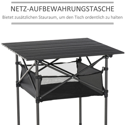 Folding Aluminum Camping Table Folding Table with Mesh Bag Portable Picnic Table for Camping Garden Party Picnic Balcony Black 70 x 70 x 69 cm