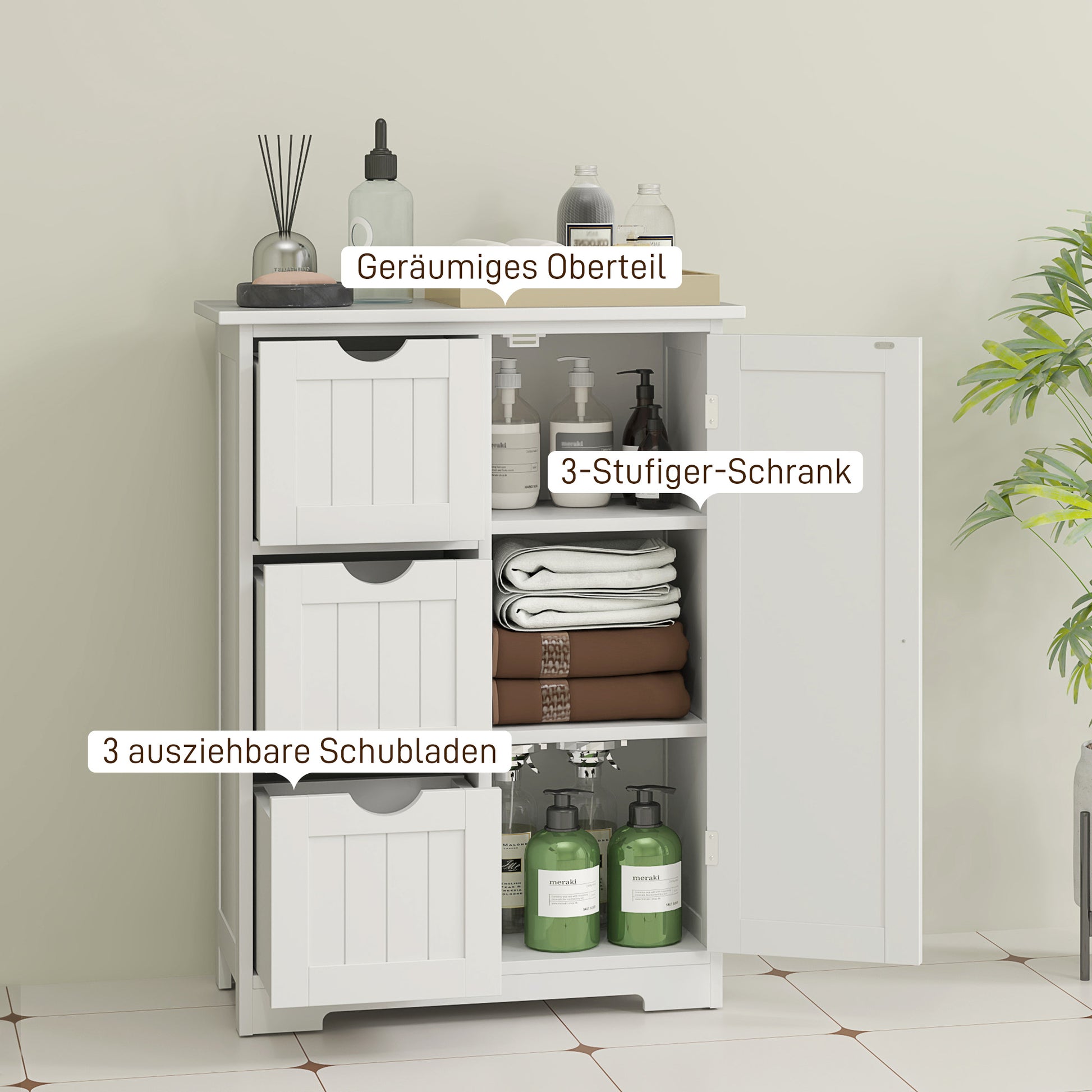 Bathroom Cabinet Narrow Bathroom Cabinet with Drawer, Adjustable Shelves, and Cabinet, Toilet Cabinet Side Cabinet Niche Cabinet for Bathroom, Small Spaces, 60 x 30 x 80 cm White