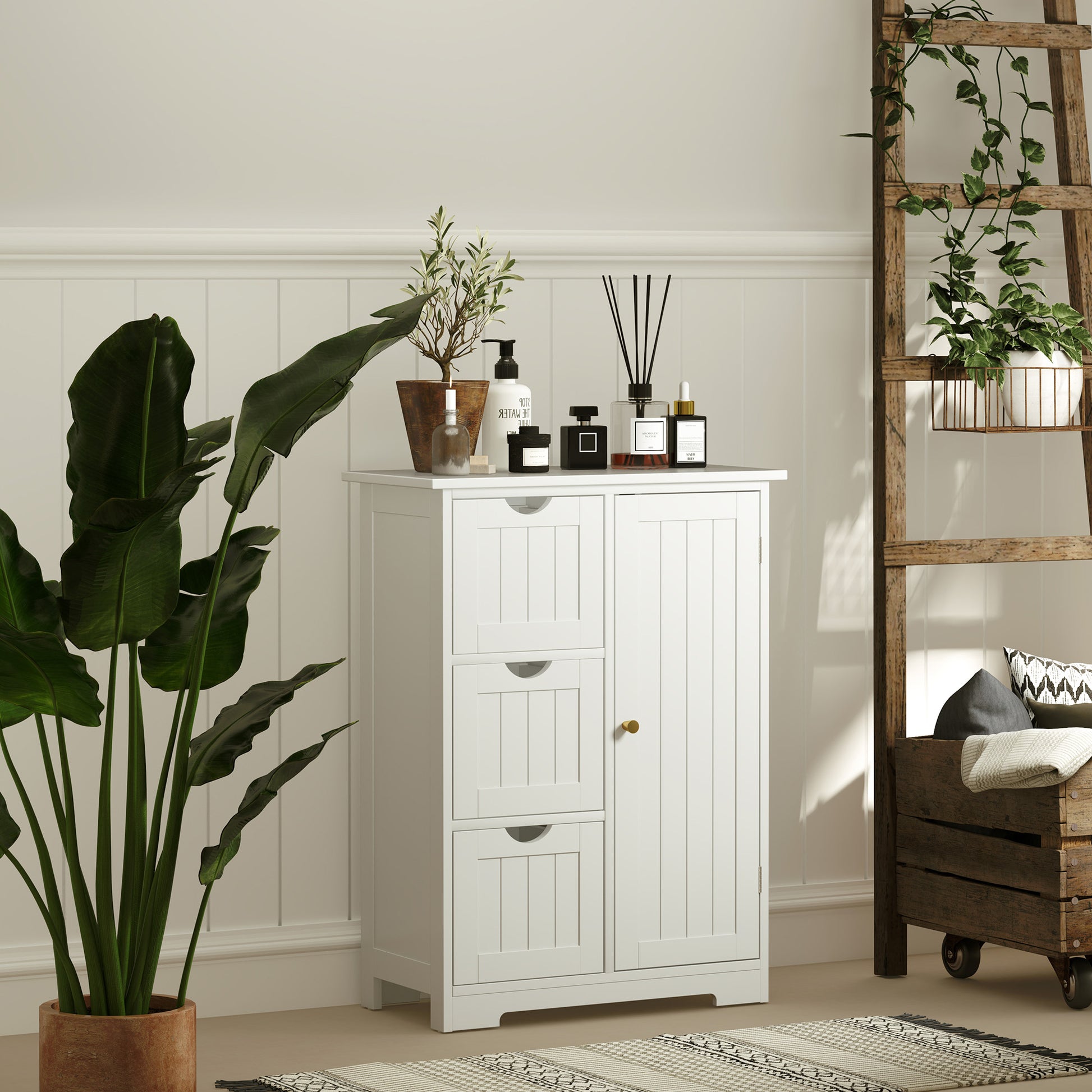Bathroom Cabinet Narrow Bathroom Cabinet with Drawer, Adjustable Shelves, and Cabinet, Toilet Cabinet Side Cabinet Niche Cabinet for Bathroom, Small Spaces, 60 x 30 x 80 cm White