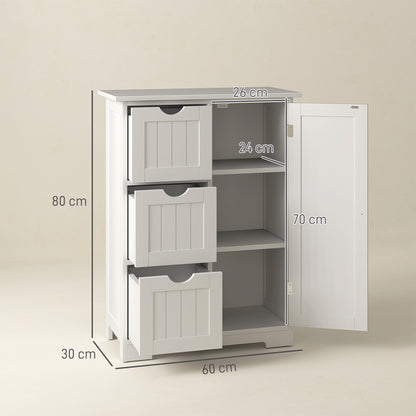 Bathroom Cabinet Narrow Bathroom Cabinet with Drawer, Adjustable Shelves, and Cabinet, Toilet Cabinet Side Cabinet Niche Cabinet for Bathroom, Small Spaces, 60 x 30 x 80 cm White
