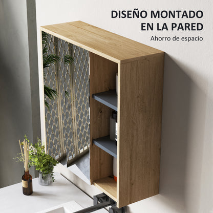 Bathroom Cabinet with Mirror Wall-Mounted Bathroom Mirror Cabinet with Shelves Modern Style 60x20x60 cm Natural Wood