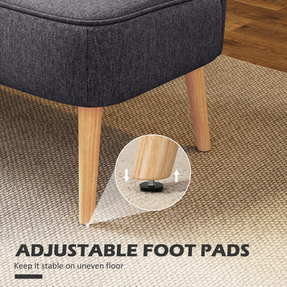 2-Seater Loveseat – Compact Linen-Look Upholstered Sofa for Living Room, Bedroom, Small Spaces, Dark Gray (46.1 x 22.2 x 30.3 in / 117 x 56.5 x 77 cm)