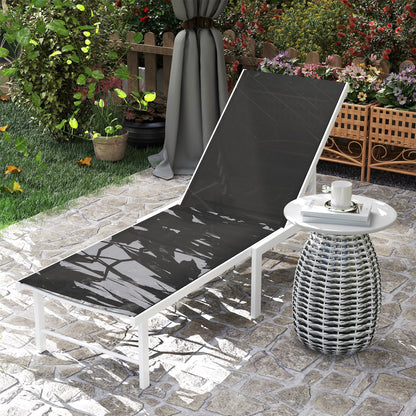 Reclining Sun Lounger Garden Sun Lounger with Wheels Adjustable Backrest in 5 Levels and Steel Structure Load 120 kg for Patio Terrace Balcony 166x60x84 cm Gray