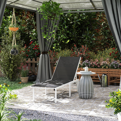 Reclining Sun Lounger Garden Sun Lounger with Wheels Adjustable Backrest in 5 Levels and Steel Structure Load 120 kg for Patio Terrace Balcony 166x60x84 cm Gray