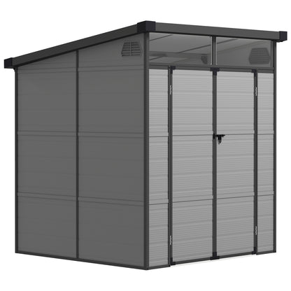 Plastic Shed 3.24m³ 190x191x215cm Tool Shed with Pent Roof, Lockable Door, Weatherproof Garden House, Outdoor Storage Cabinet for Backyard, Exterior, Light Grey