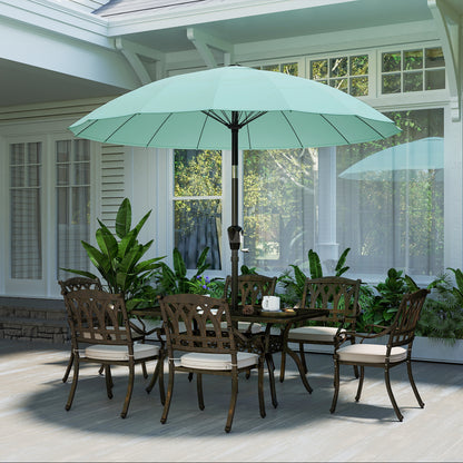 2 m (6.6 ft) Round Outdoor Patio Parasol — Tilting Center Pole, Crank Open, 16 Fiberglass Ribs, 180 g/m² Polyester (≈5.3 oz/yd²), UPF30+, Turquoise